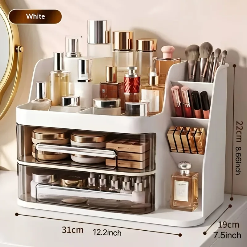 Large Capacity Cosmetic Organizer Desk Drawer Lipstick Mask Storage Box Skincare Makeup Case