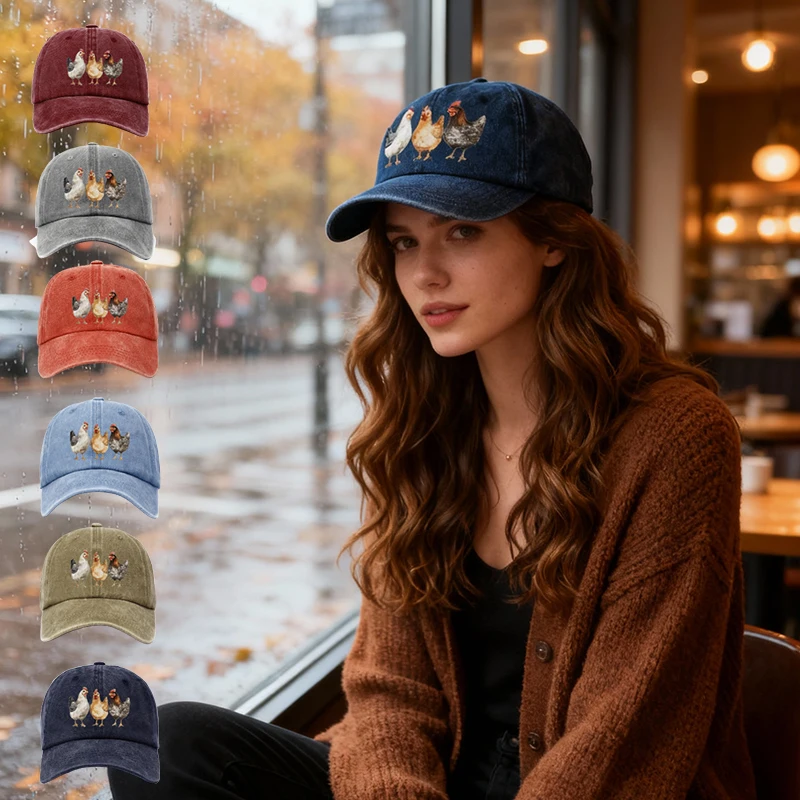 1 Stück Retro-bedruckte bestickte Baseballkappe für Männer und Frauen, Outdoor-Sonnenschutz, Entenzungenhüte, Zubehör für Outdoor-Reisen