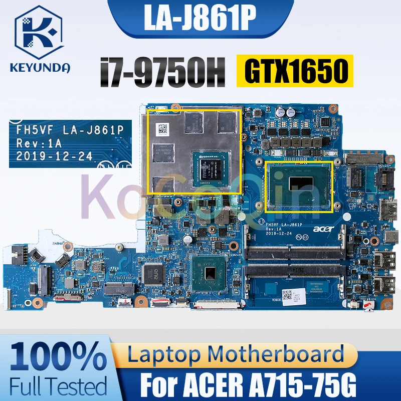 

LA-J861P For ACER A715-75G Notebook Mainboard SRF6U i7-9750H N18P-G61-MP2-A1 GTX1650 Laptop Motherboard Full Tested