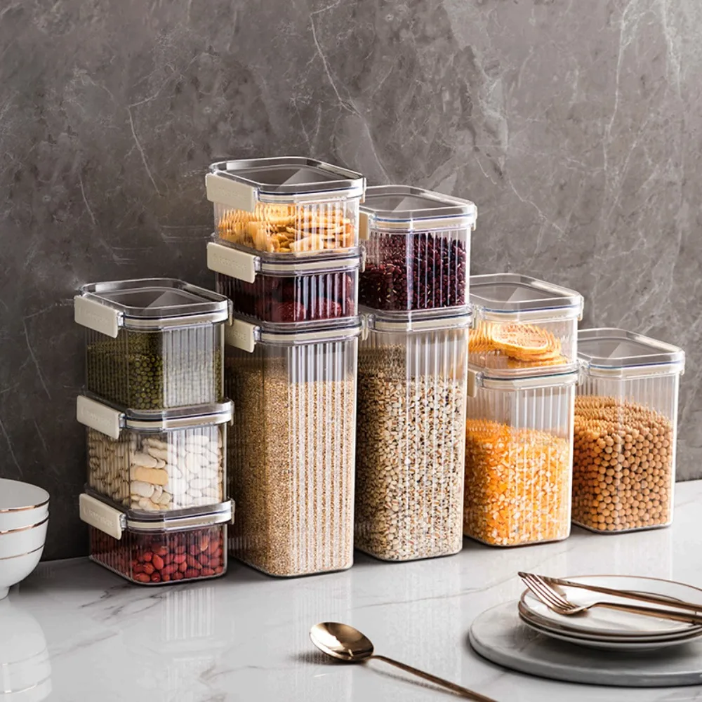 Plastic Kitchen Sealed Jar New Kitchen Storage Large Capacity Multigrain Tank Bottle Stackable Durable Tea Storage Containers