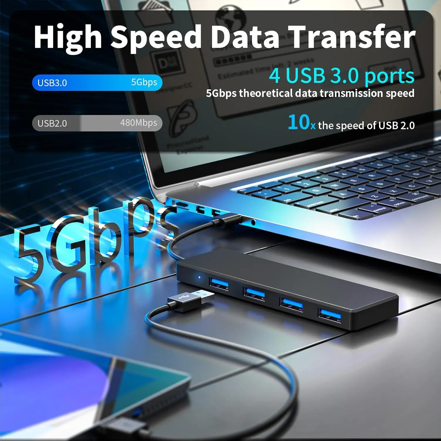 10PCS USB Hub 3.0 Fast Data Transfer Usb3.0 4 Por Hub Compatible With Windows PC Mac Printer Mobile HDD For Laptop Usb 3 .0 Por