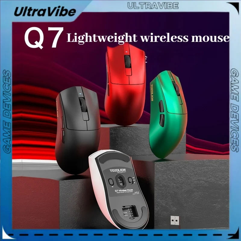 

Tozolion Ultra Lightweight Q7 Wireless Mouse Video Game Ergonomic Computer Office Rechargeable Three-Mode Bluetooth Cable