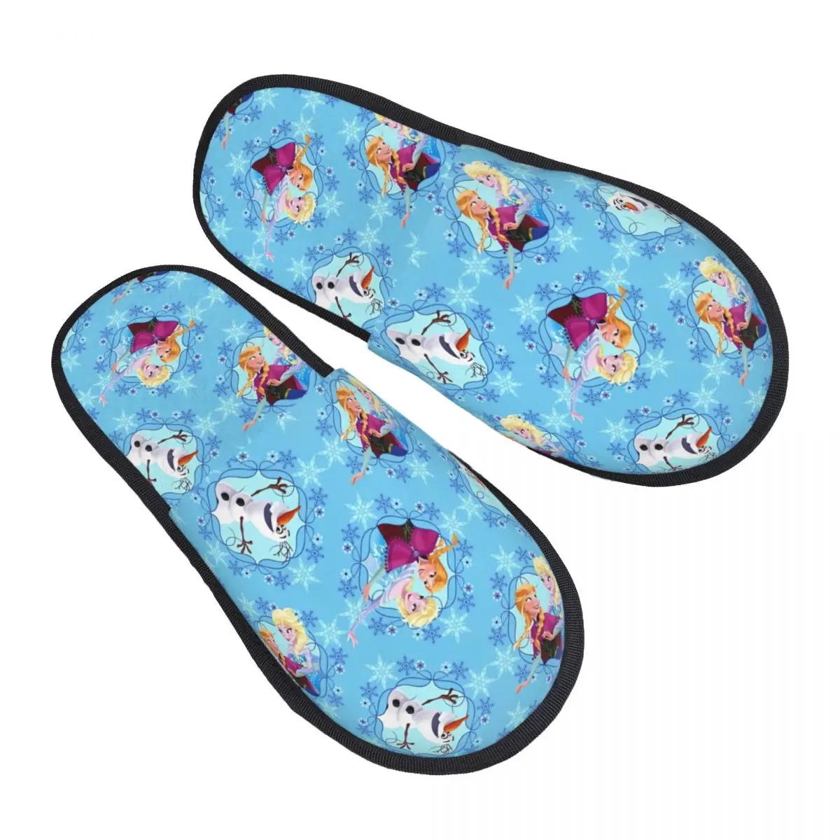 Custom Frozen House Slippers Women Cozy Memory Foam Elsa Anna Cartoon Slip On Bedroom Slipper Shoes