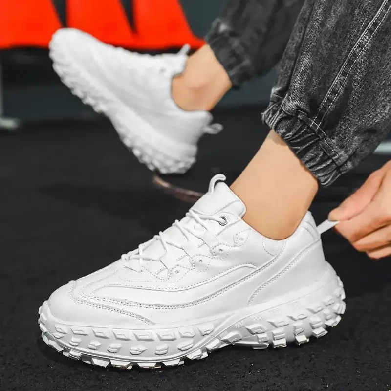 

Мужские повседневные кроссовки на толстой платформе с низким берцем, простой тренд 2025, без кожи на распродаже, высококачественная широкая спортивная обувь для мужчин