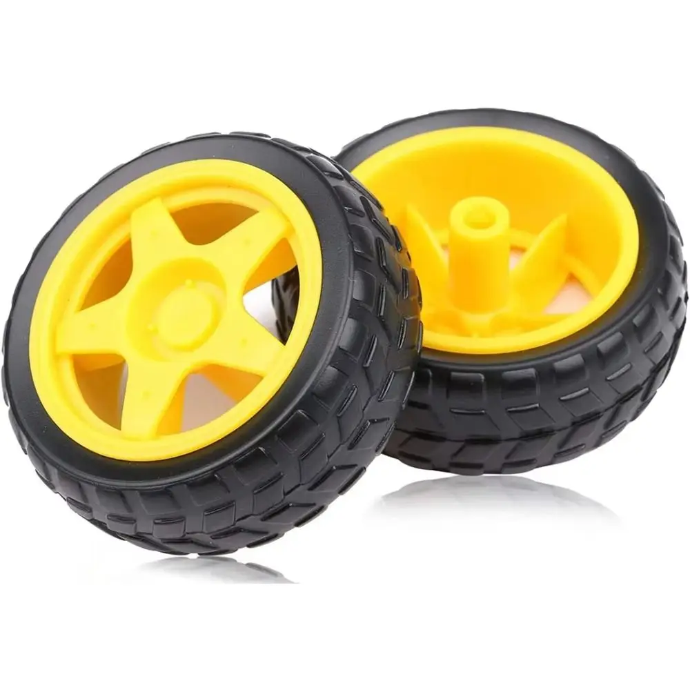 High Grade Gears 3-6V DC Electric Motor Magnetic Yellow TT Motor Tire Wheel Plastic 1:48 Dual Shaft Gear Motor DIY