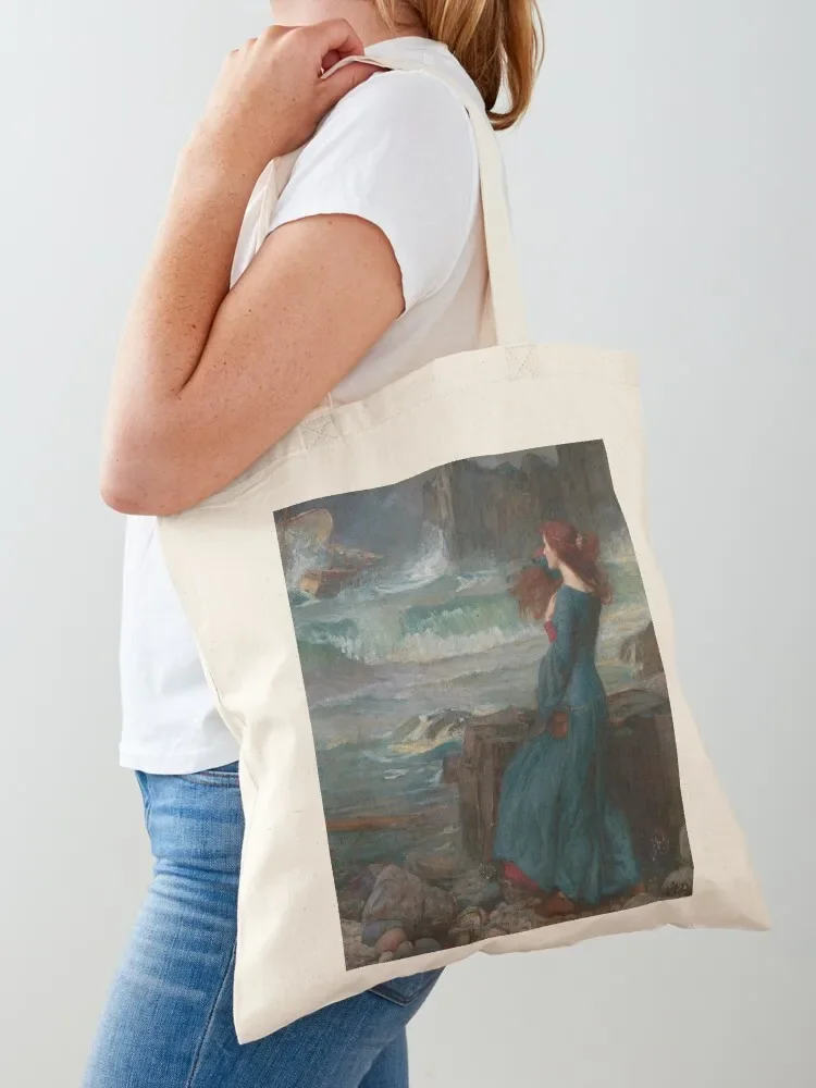 John William Waterhouse - Miranda The Tempest Tote Bag tote bags men hand bags Reusable bags Fabric bag