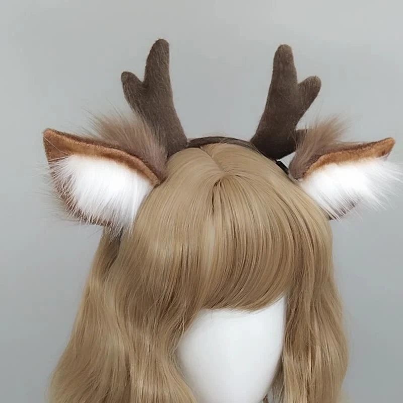 

Cute Plush Antler Headband Fashion Cosplay Deer Ear Head Hoop Lolita Hair Bands Holiday Party Christmas Women Hair Accessories