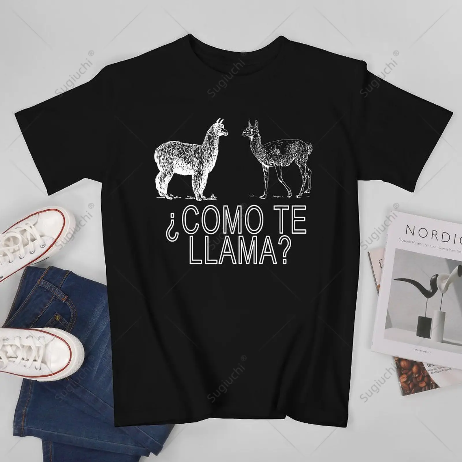 Unisex Men Como Te Llama Funny Spanish Alpaca Peru Humor Tshirt Tees T Shirts Women Boys 100% Cotton T-Shirt