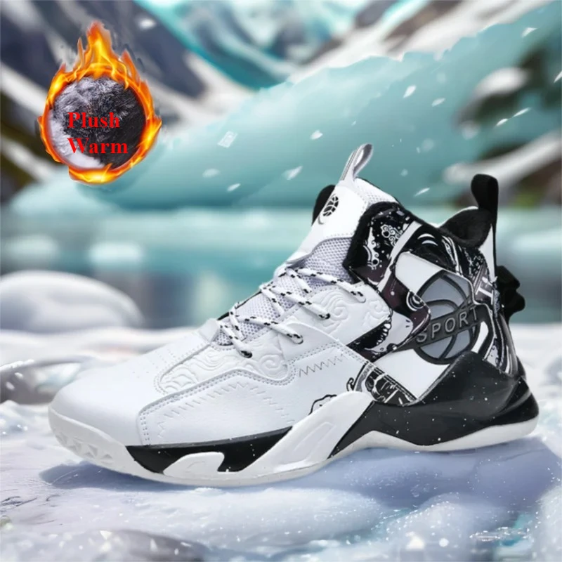 

Winter Men's Sneakers Plush Warm Basketball Shoes for Men Non-slip Comfortable Sports Shoes Training Athletic Sneakers for Women