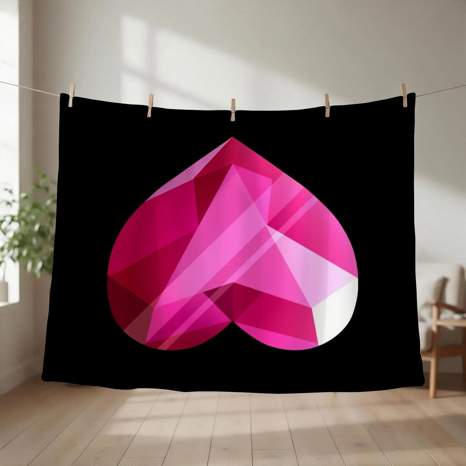 Steven Universe - Spinel Heart Gem 2nd Form - Black Background Throw Blanket couch cozy soft plush fuzzy picnic outdoor blanket