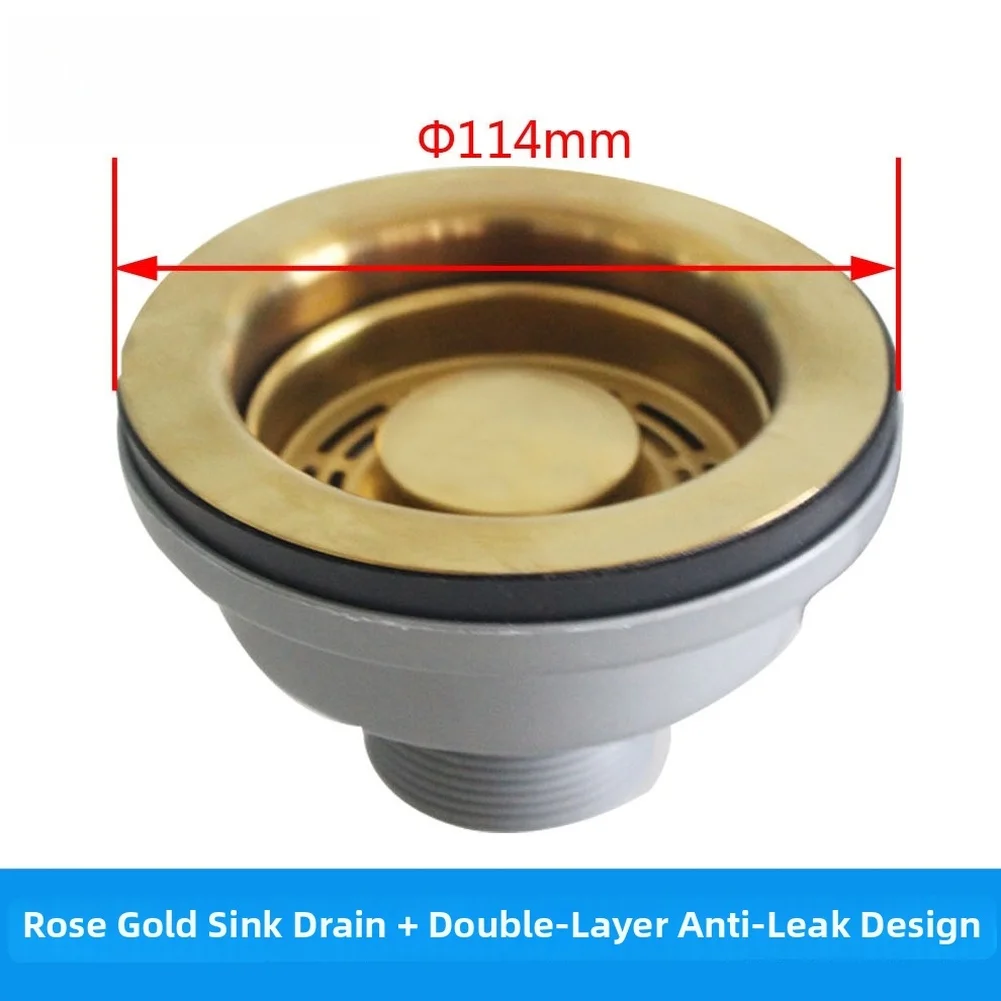 

Rose Gold PVD Coated 304 Stainless Steel Drain Strainer with Two Layer Design Compatible with Standard Sink Sizes 83mm 95mm
