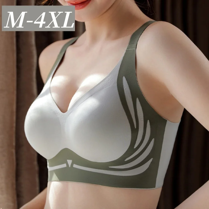 3개 세트 푸쉬업 브라 여성용 노와이어 브래지어 조절 가능한 스트랩 브라렛 심리스 패드 속옷 통기성 플러스 사이즈 브라 M-4XL 썸네일 2