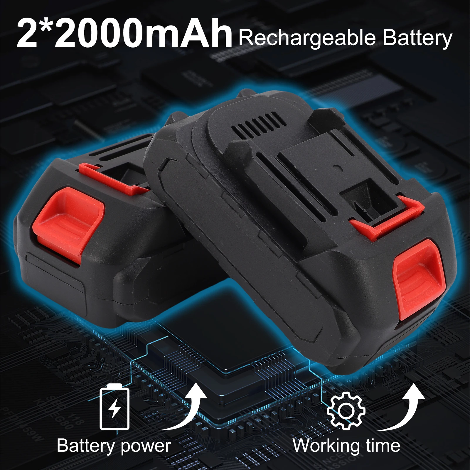 21V 무선 미니 앵글 그라인더 - 18000 RPM, 충전식 배터리 2개, 벽돌/목재/강철 절단/연마용 디스크 4개 포함