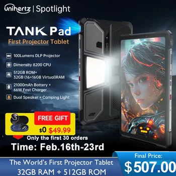 Unihertz Tank PAD 8849 wytrzymały Tablet projektorowy Android 32 GB 512 GB 21000 mAh 10.95 
