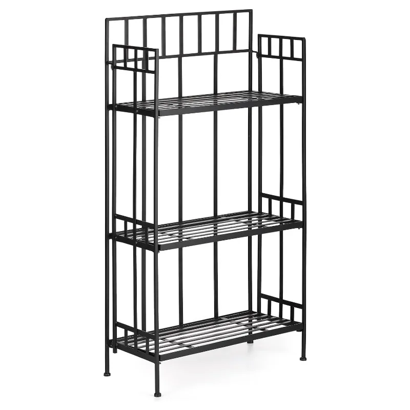 

Modern simple 3-layer wrought iron rack, household indoor kitchen and bathroom rack, outdoor flower rack