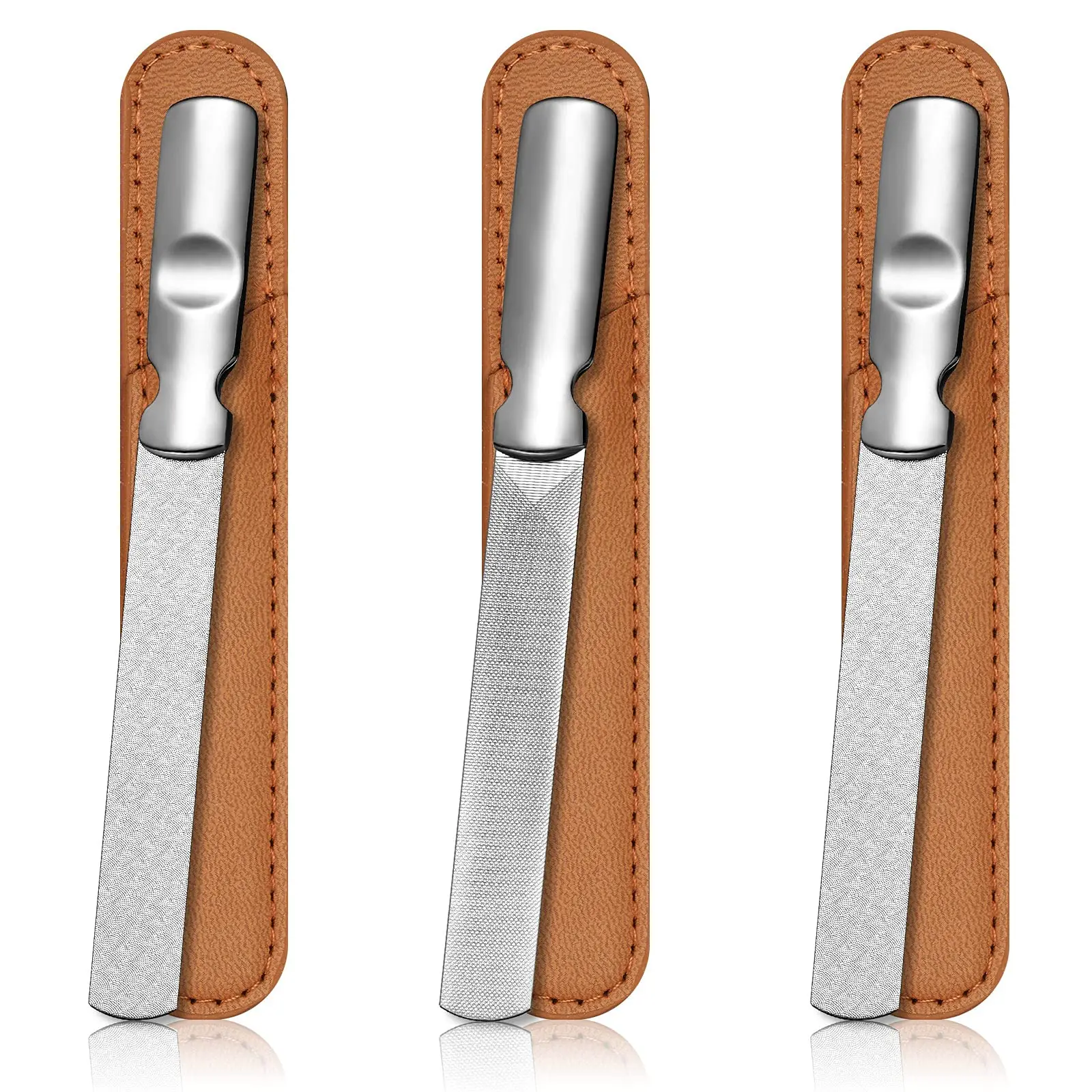 1pcs Stainless Steel Nail Files Metal Nail File with Leather Case Heavy Duty Nail File Double Sided Metal Nail Files Manicure