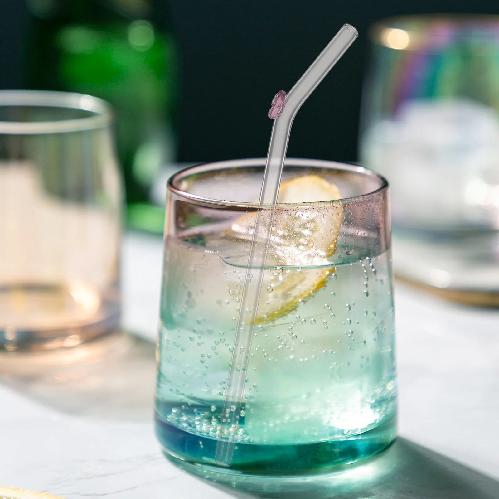 

Butterfly Glass Straw Reusable Clear Drinking Straws For Smoothies Milk Juice Bubble Tea Portable Curved Glass