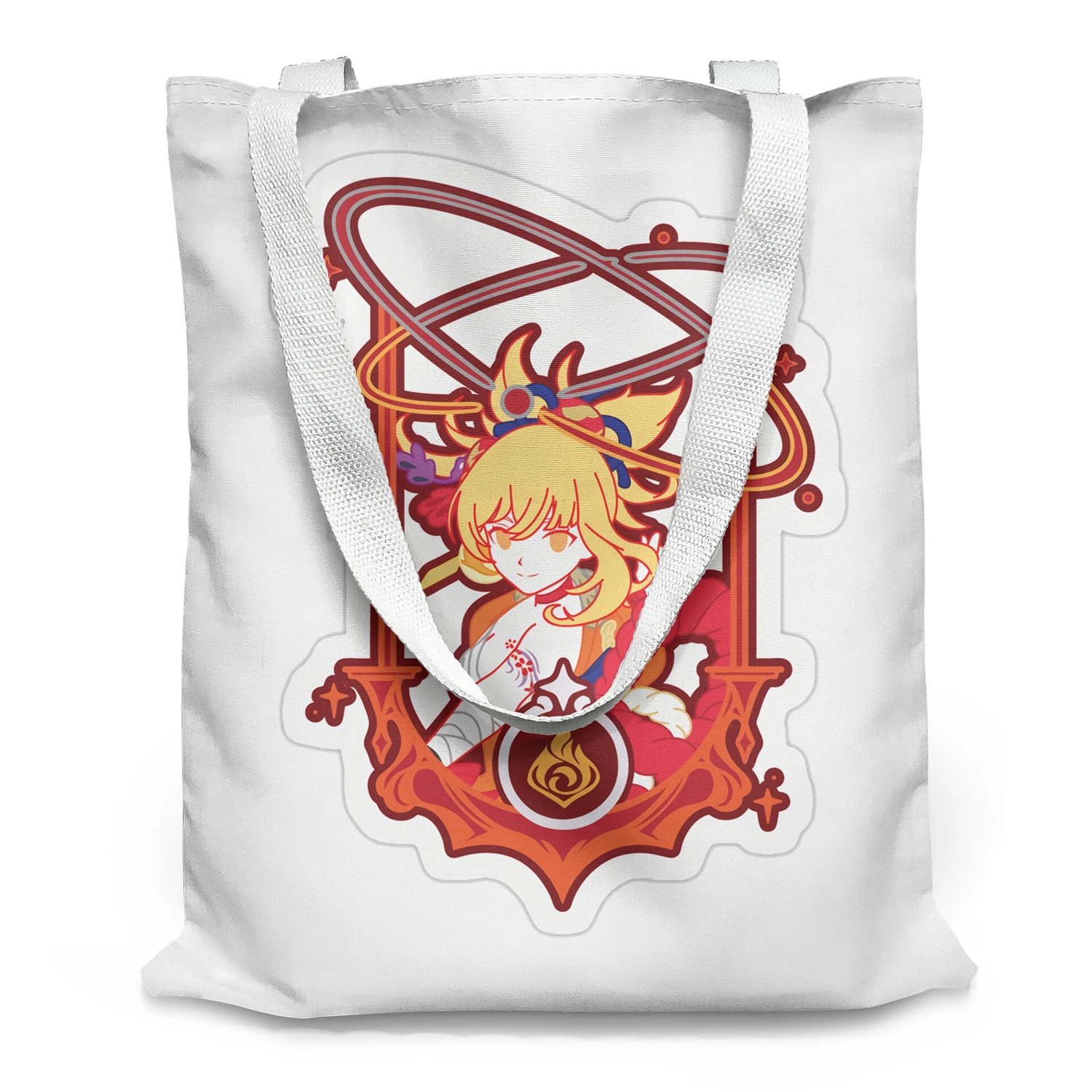 Genshin Impact Canvas Yula Merchandise Keqing Hu Tao Ganyu Primary And Secondary School Students Tutoring Handheld Tote Bag Ani