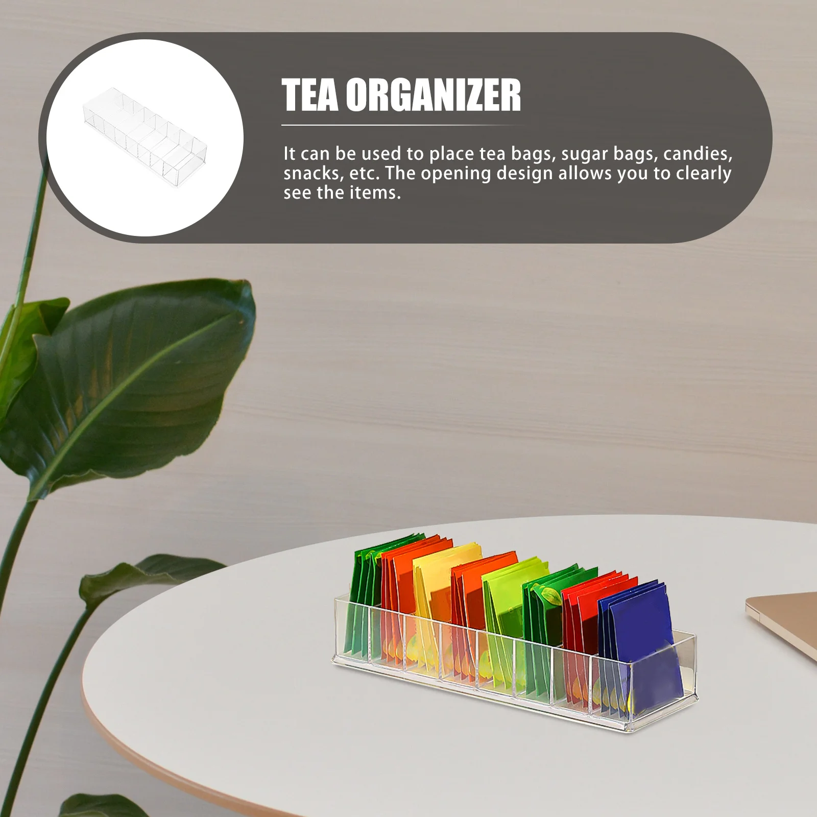 

Compact Tea Bag Organizer Transparent Multi-Function Household Coffee Holder Desktop Storage for Tea Bags Sugar Candies Snacks