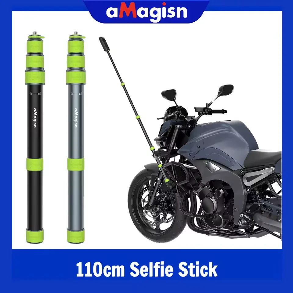 

Телескопическая палка из алюминиевого сплава, многофункциональная селфи-палка с резьбой 1/4 дюйма, комплект для крепления на мотоцикл для Insta360/GoPro/DJI/SJCAM