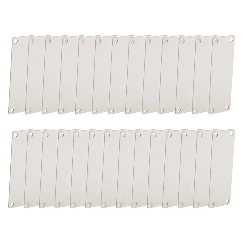 

A11I 25 Pack Stainless Steel Engraving Blank Tags Rectangle Stamping Blanks With 4 Holes 1Inchx3inch