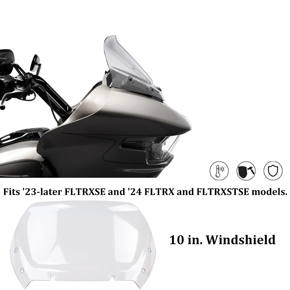 

For Harley 2023 2024 TOURING CVO 121 117 Road Glide ST FLTRXSE NEW Motorcycle 10" Windshields Windscreen Wind Deflector