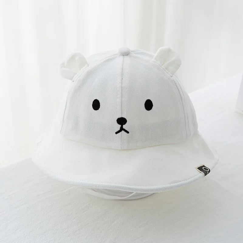 Cute Bear Baby Bucket Hat With Ears Boy Girl Cotton Kids Sun Hat Outdoor Summer Child Panama Cap