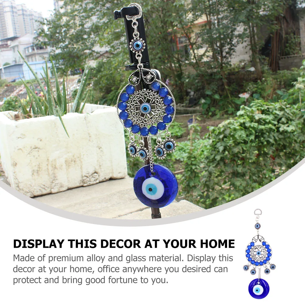 

1Pcs Turkish Blue Eye Pendant Hanging Decor Delicate Car Home Wall Ornament Luck Charming Creative Alloy Glass Decorative Gift