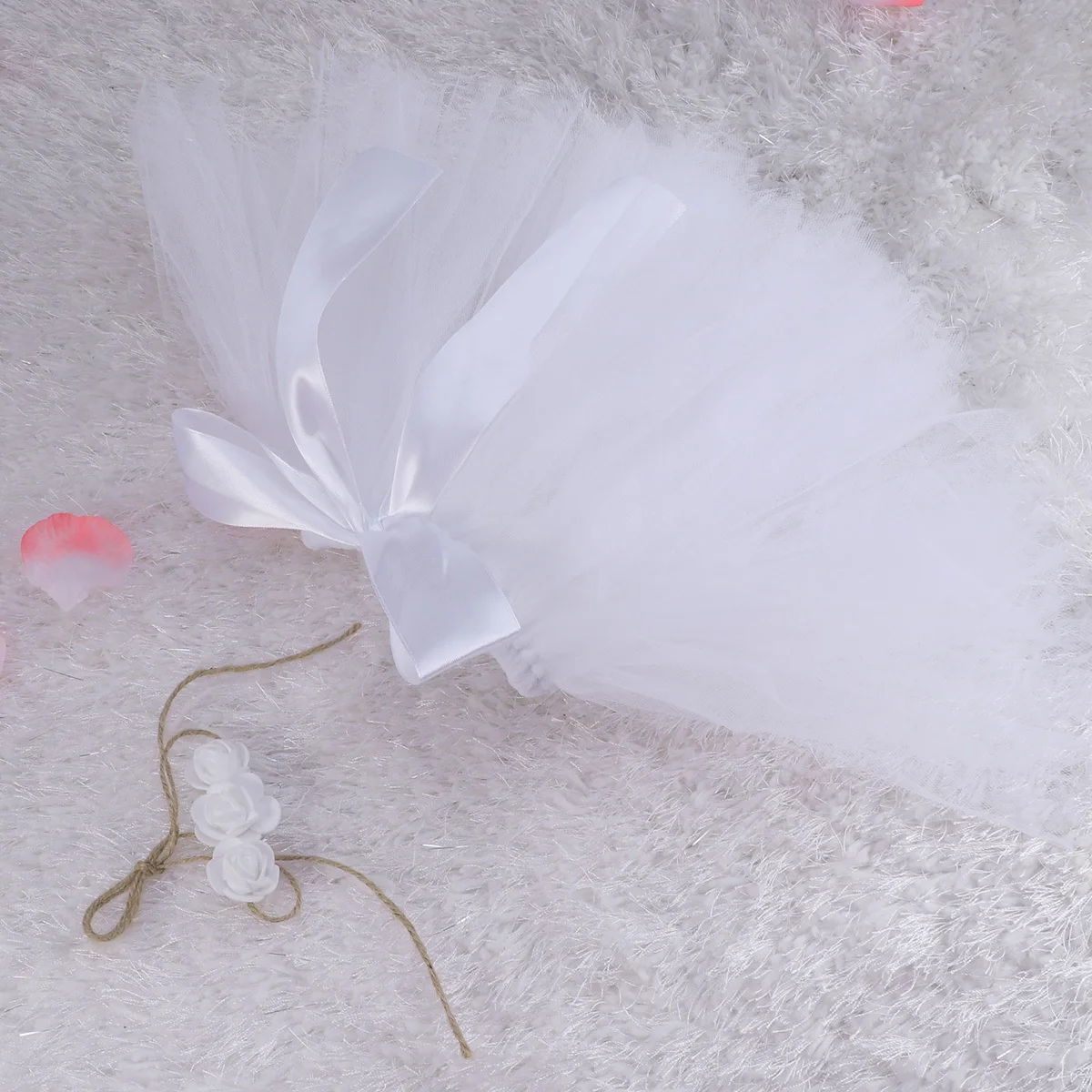 

Baby Girl Tutu Skirt Headband Set White Newborn Photo Prop Costume Soft Comfortable Breathable Newborn Tutu Skirt