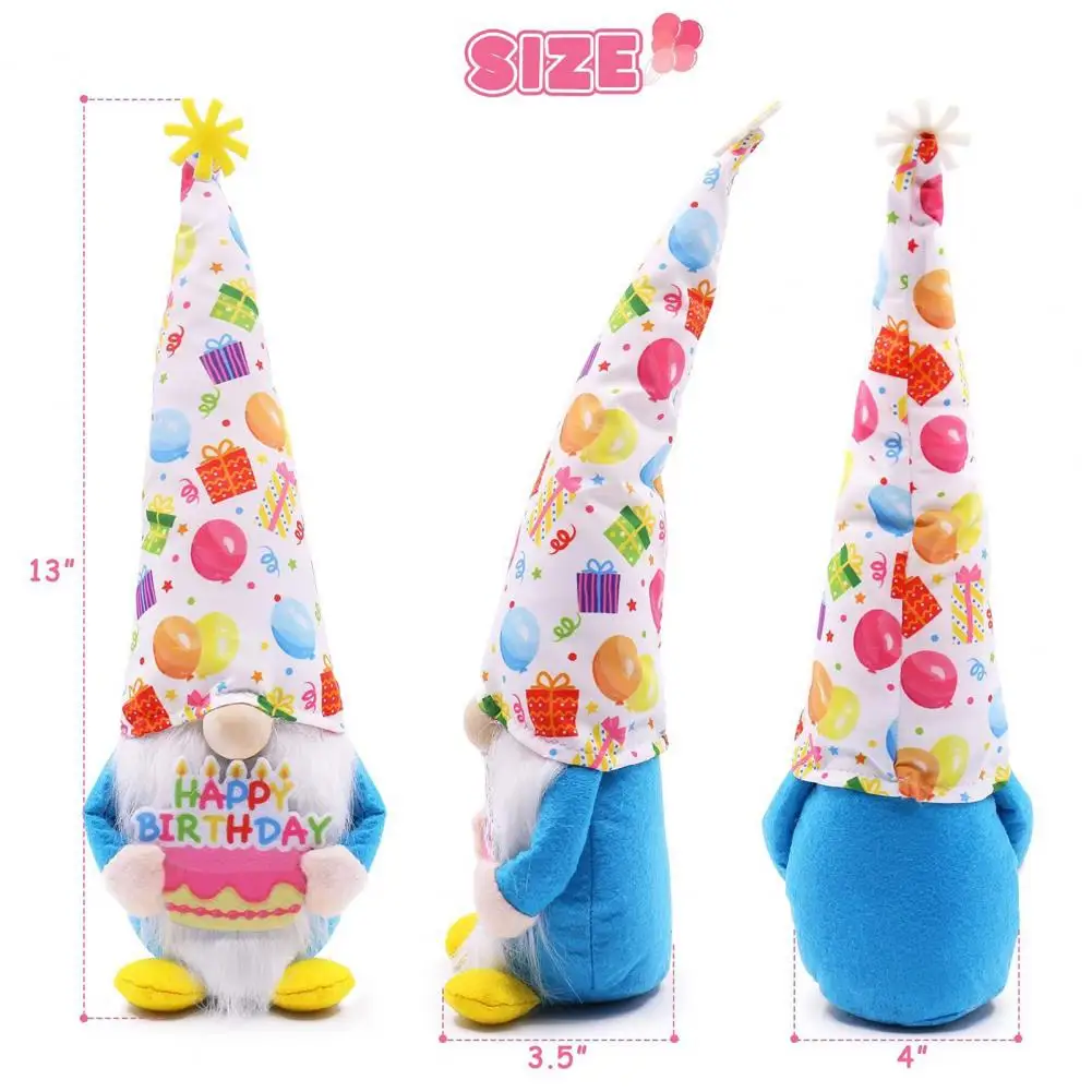 Birthday Faceless Birthday Gnome Plush Cute Birthday Gnome Plush Decorate Cakes with Pointy Hat Full Beard Big Nose Party