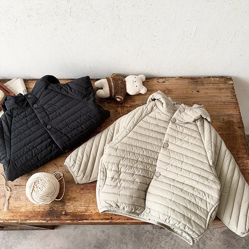 

New Winter Infant Boys Parkas Solid Color Hooded Thicken Warm Kids Baby Girls Down Jacket Loose Toddler Boys Outerwear Coat