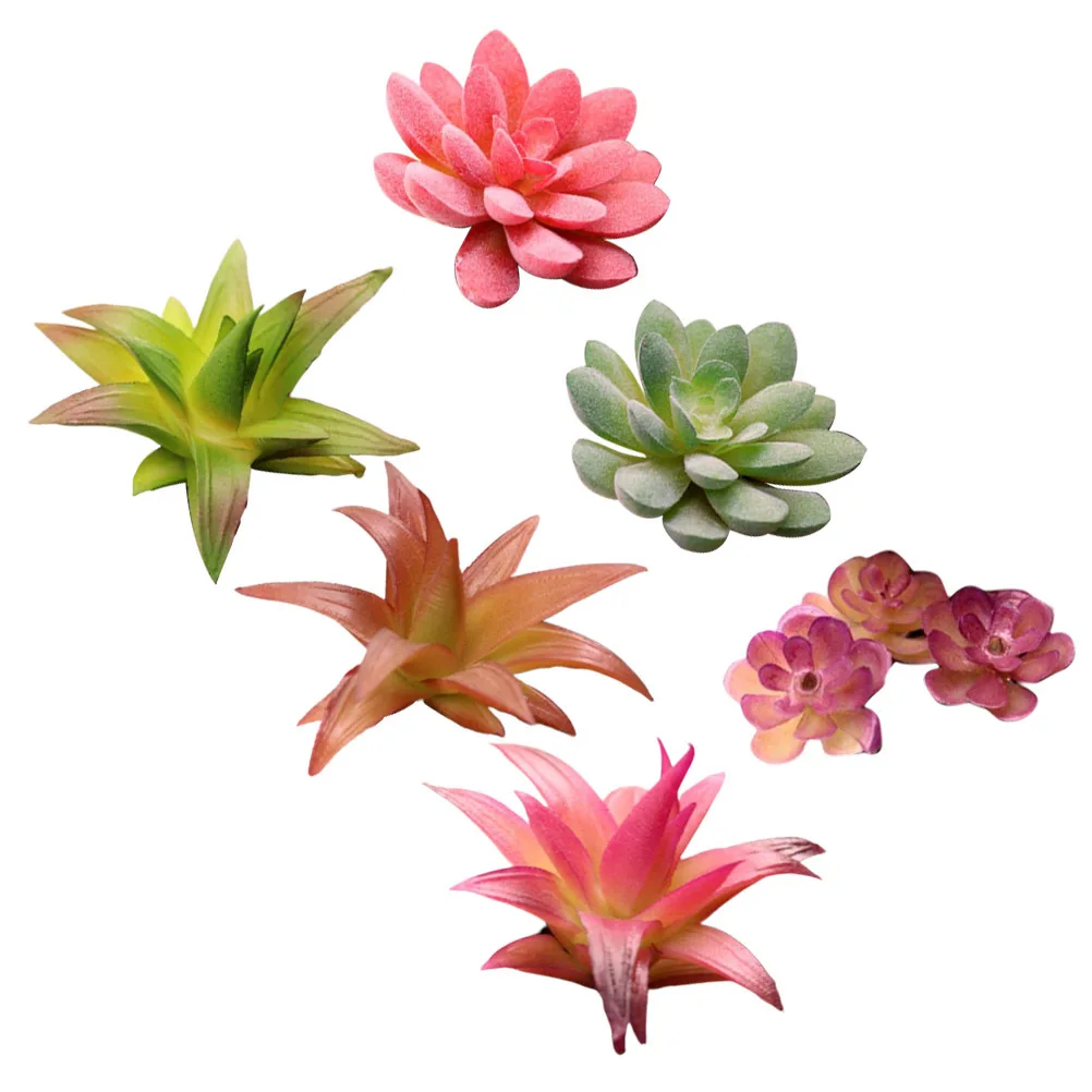 

6 pcs Fake Succulent Plants Simulated Succulent Ornament For Home Office Decor Garden Landscape Plastic Plant Decor Eco-Friendly