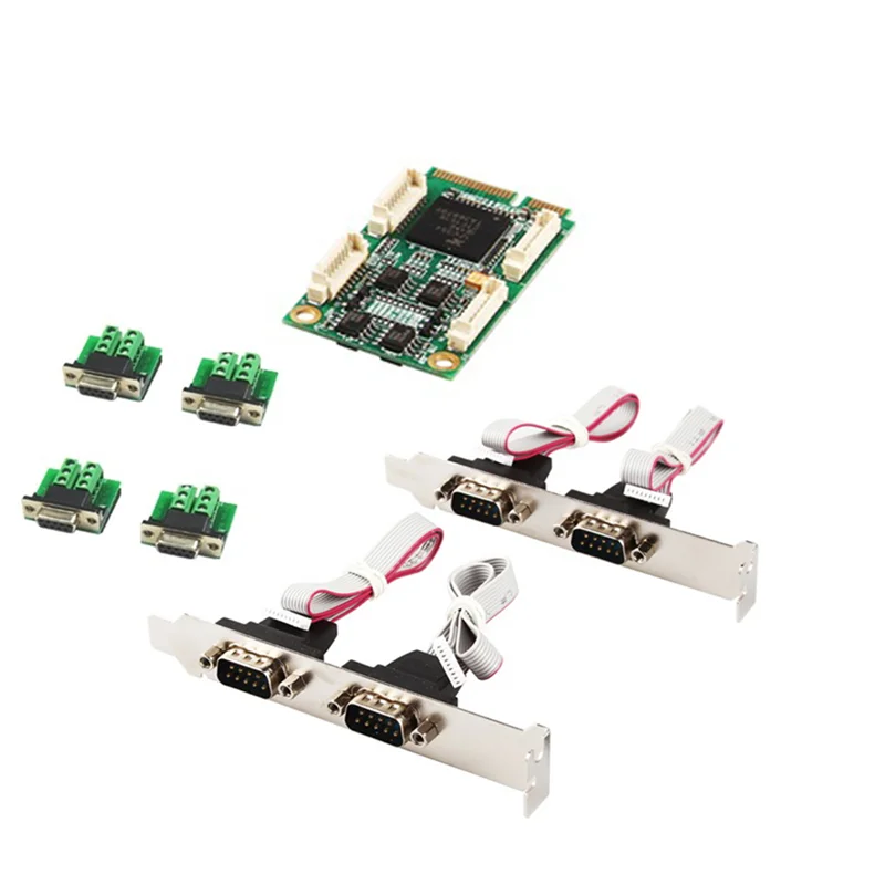 Mini PCIe 4 Ports RS422 RS485 Db9 Com Half Size Mini PCI Express Serial Port Industrial I/O Controller Card