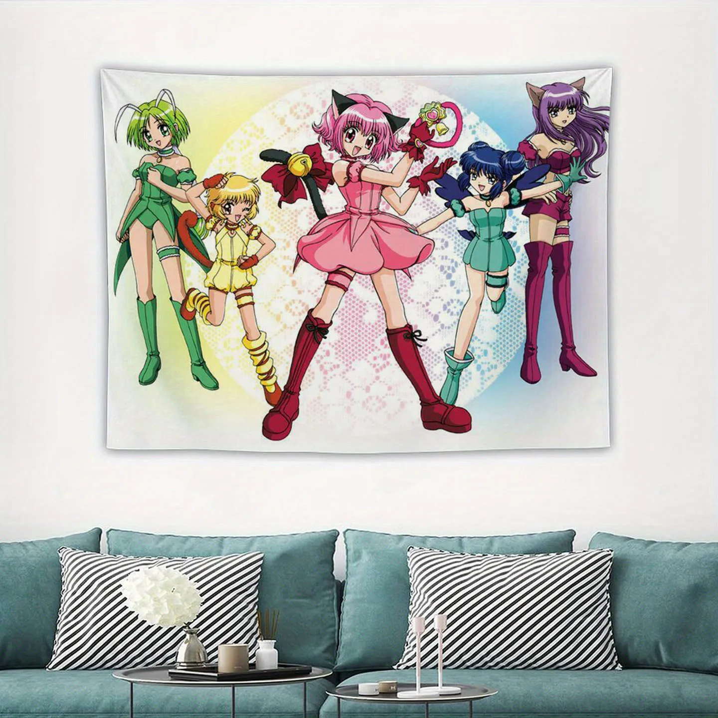 Anime Tokyo Mew Mew Cartoon Printed Tapestry Room Decoration Banner Hanging Room Decoration Party Decoration Party Decoration