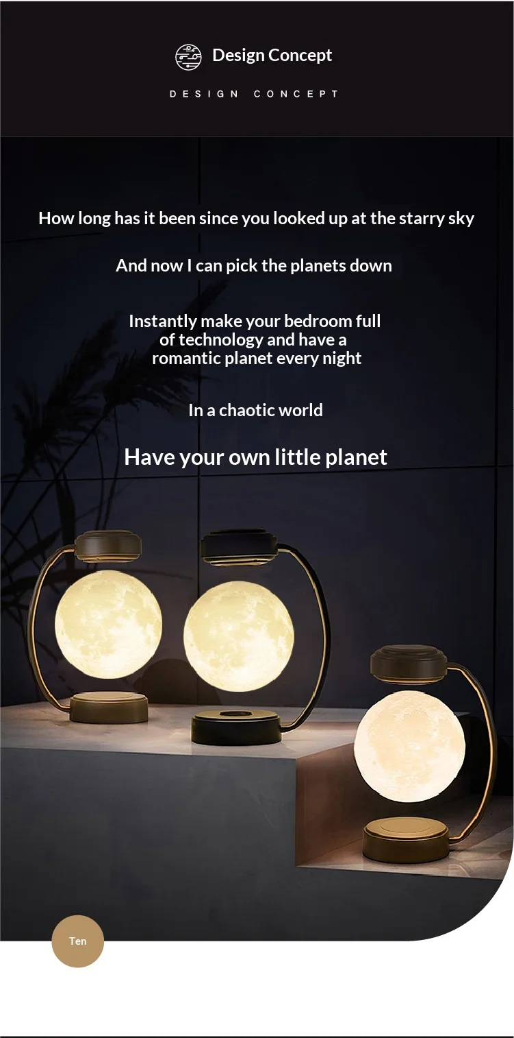 Maglev Moon Lamp Magnetic Levitation Globe Home Lamp Creative Floating Night Light Decorative Desktop Ornament