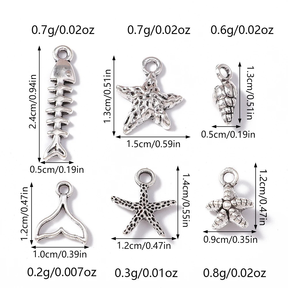 Tusember 30 Stück Legierungs-Meerestier-Anhänger Fisch Muschel Seestern Anhänger für DIY Halsketten Ohrringe Schmuckherstellung Zubehör – Detail 13