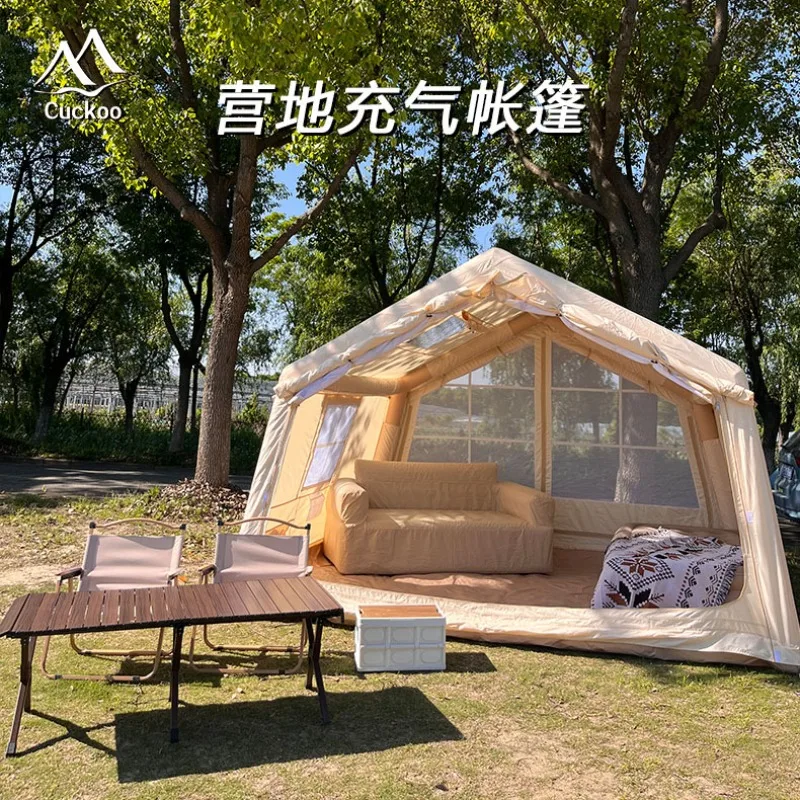 8.0 inflatable hut, outdoor thickened rainproof camping ridge tent household portable quick-opening inflatable camp tent