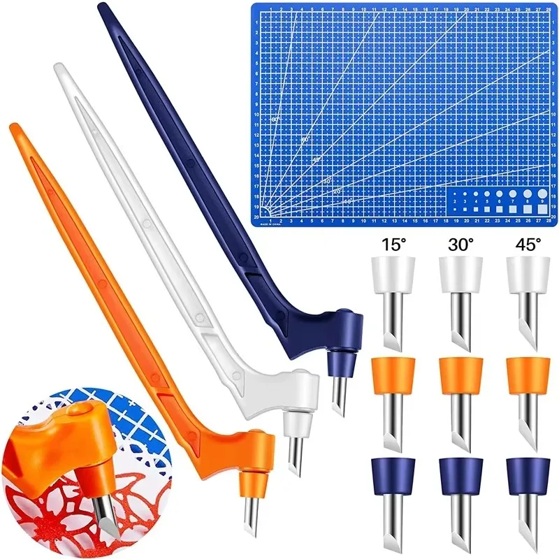 1/2/4sets Craft Cutting Tools 360-Degree Rotating Carbon Steel Replacement Blade Cutting Mat DIY Paper Craft Scrapbooking Supply