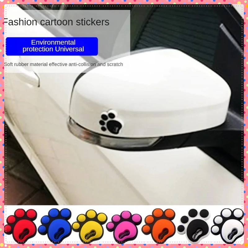 

4 шт. края двери автомобиля, защита от столкновений, наклейки с мультяшными следами, силиконовые боковые защитные наклейки, защита