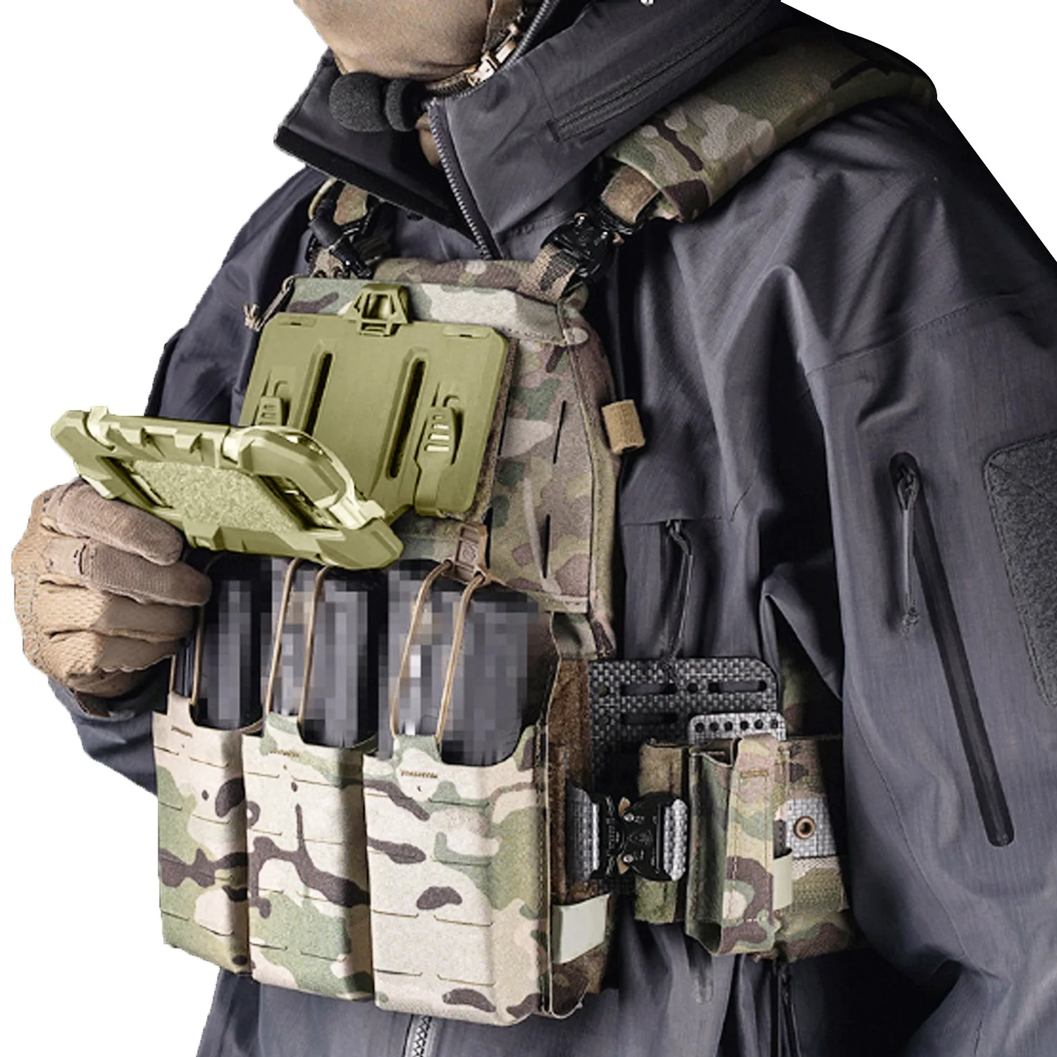 Tactical MOLLE Phone Holder, Multipurpose Folding Navigation Board, Cellphone Hold Gear for Airsoft Hunting Vest Accessories