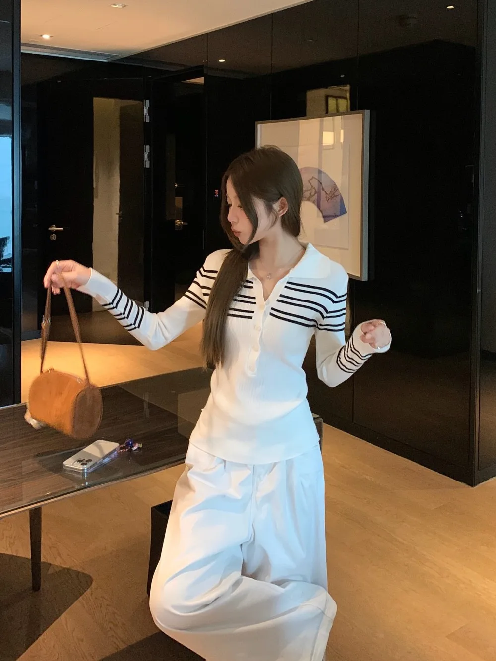 

Slim Fit Ne Long Sve вязаный свитер женский осенне-зимний утягивающий топ на талии с затянутой базой irt Ele Upper Body