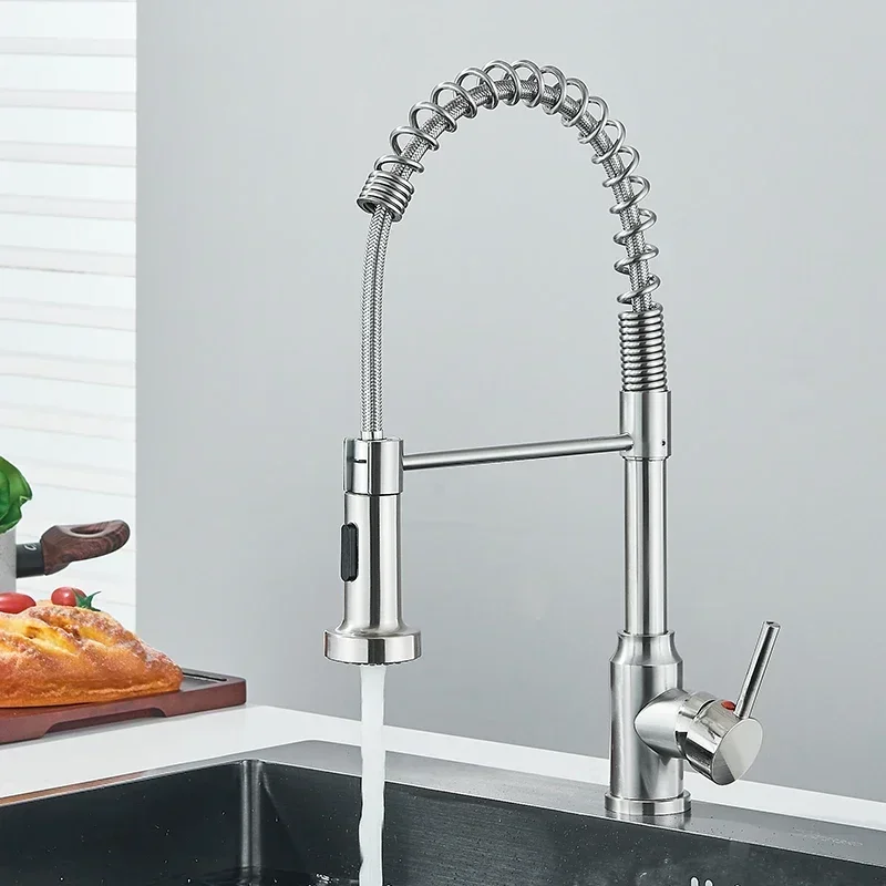 

Смеситель для кухни, монтируемый на палубе, установка с одним отверстием, распылитель, латунный материал, керамический сердечник клапана