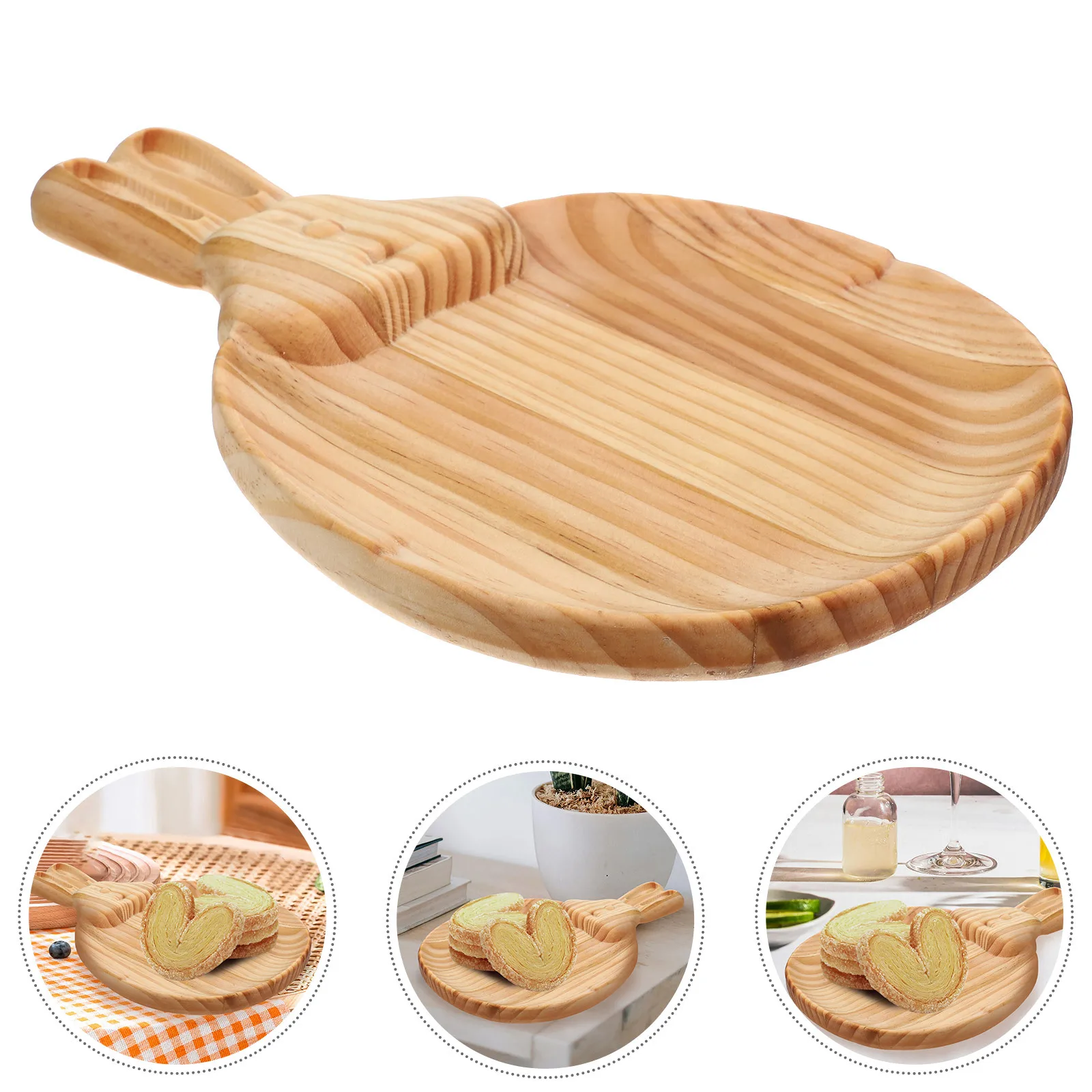 

Eco-Friendly Wooden Rabbit Storage Tray Stylish Food Serving Platter Multipurpose Snack Cake Plate for Events Fruit Tray