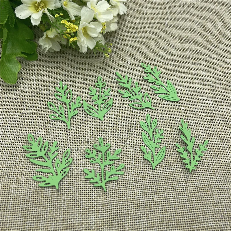 8 Pcs Leaves Frames Metal cutting dies  mold Round hole label tag Scrapbook paper craft knife mould blade punch stencils dies