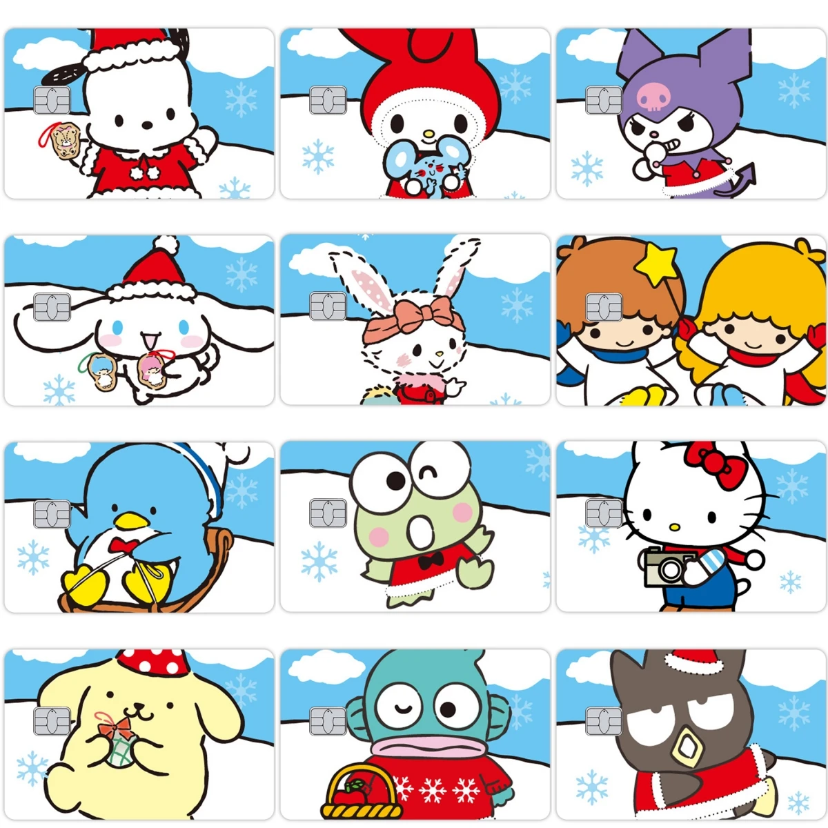 

Зимние кавайные креативные аниме-наклейки из ПВХ с Куроми, Май Мелоди, Литтл Твин Старс, Почакко, блестящие водонепроницаемые стикеры-декали, подарки, игрушки