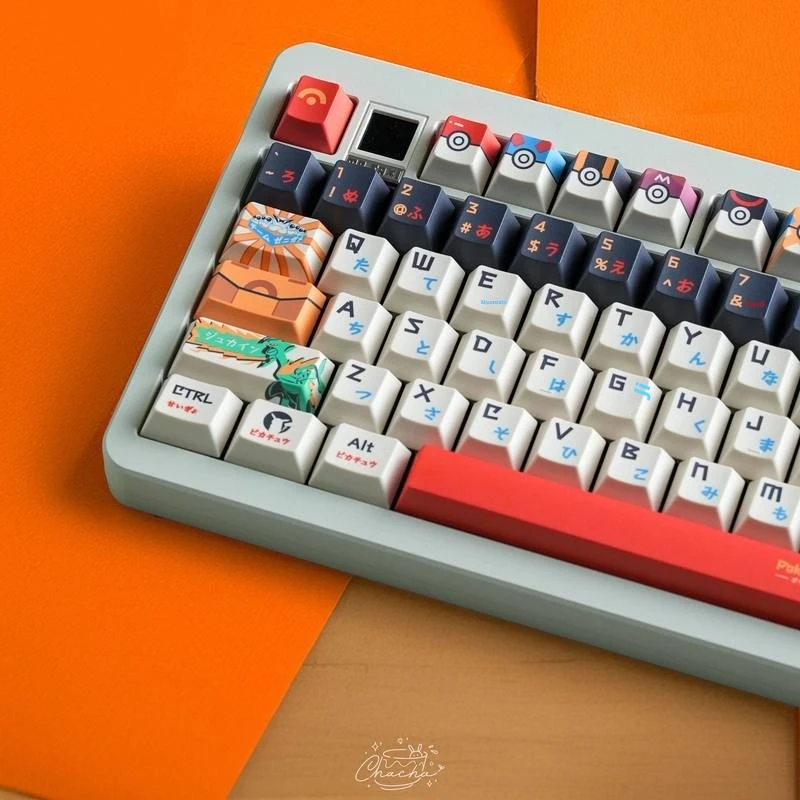 

Pokémon Masters Anime Style Keycap Set, PBT Dye-Sublimation Custom Keycaps for Mechanical Keyboard, Collectible Desktop Display