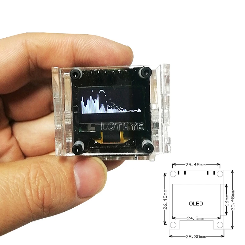 Mini Ultra-thin 0.96 Inch OLED Voice Activated Stereo Music Spectrum Rhythm Level Indicator VU Meter  Multi-mode LCD Display