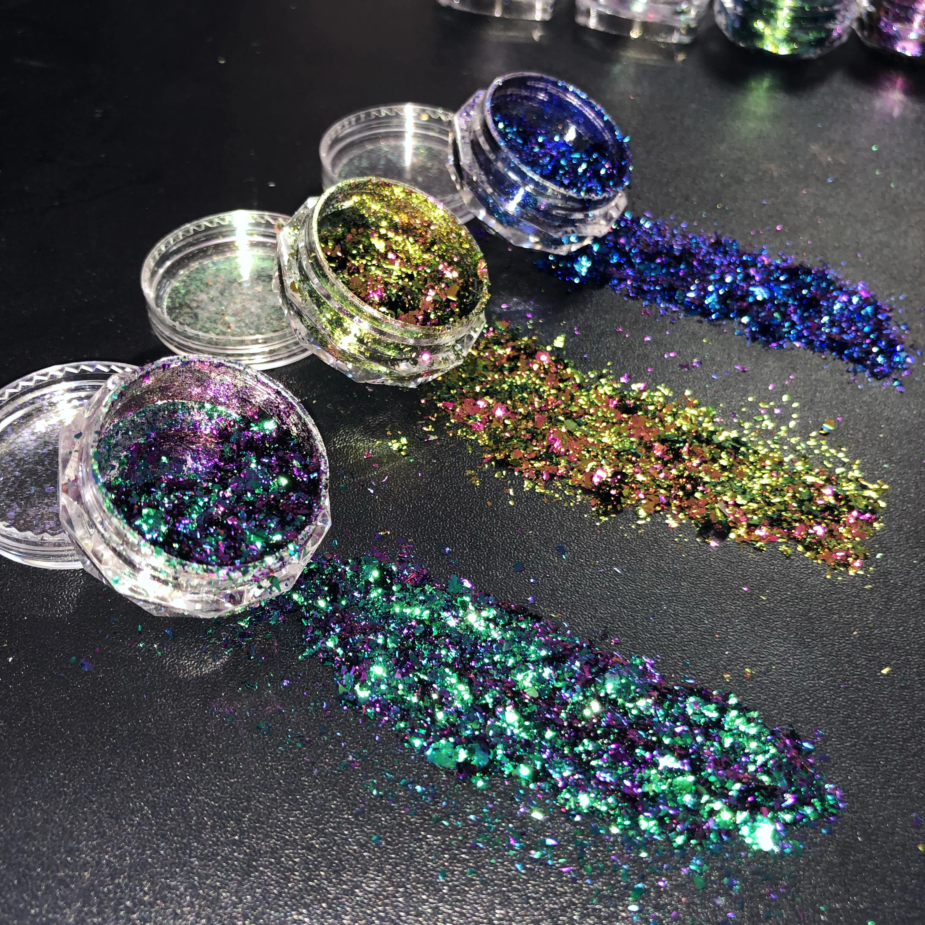 12 Colors Chameleon Glitter Flakes Irregular Untra-Thin Chameleon Yuki Glitter Sequins Mirror Effect Manicure Chameleon Sequins