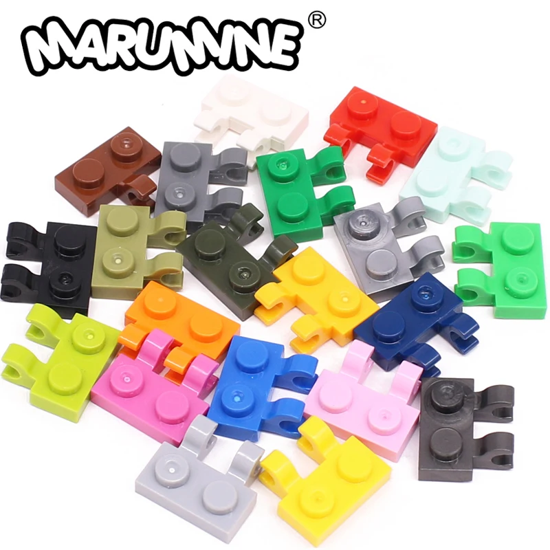 MARUMINE 60470 MOC Plate Modified 1x2 with Clips 100PCS Building Block Bricks Assembly Parts Construction Board Accessories