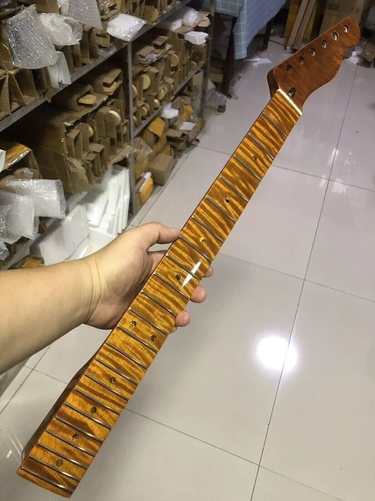

22-grade Tiger Roasted Flame Maple electric guitar neck